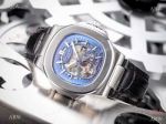 Patek Philippe Nautilus Skeleton Replica watches SS Blue Dial